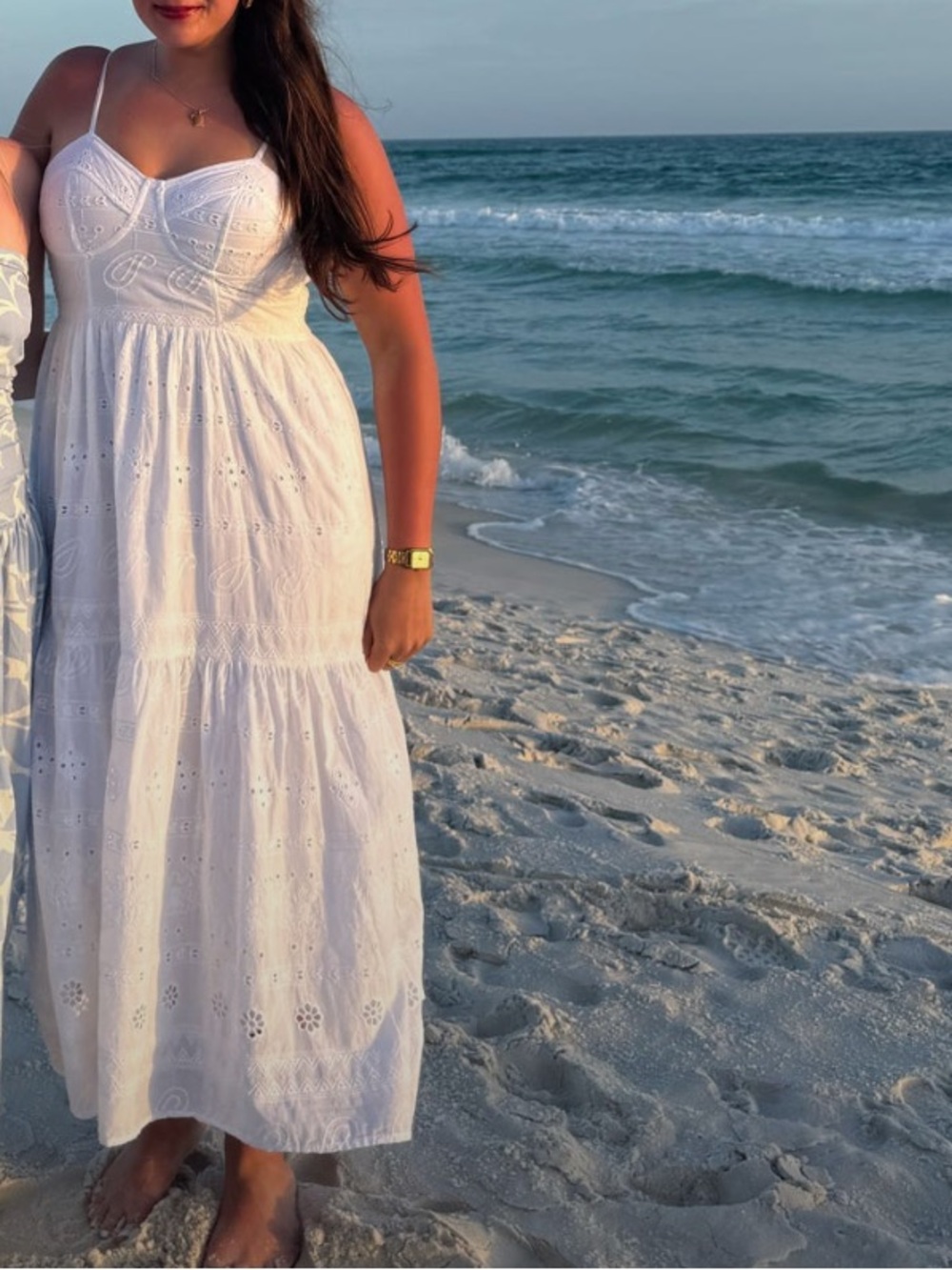 Women’s White Eyelet Maxi Dress - Elegant Summer Style